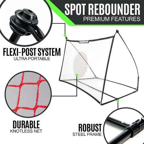 Miniatura 6 de QuickPlay Red de rebote Spot Target para fútbol Red de rebote resistente al clima con bolsa de transporte Ideal para práctica de pases