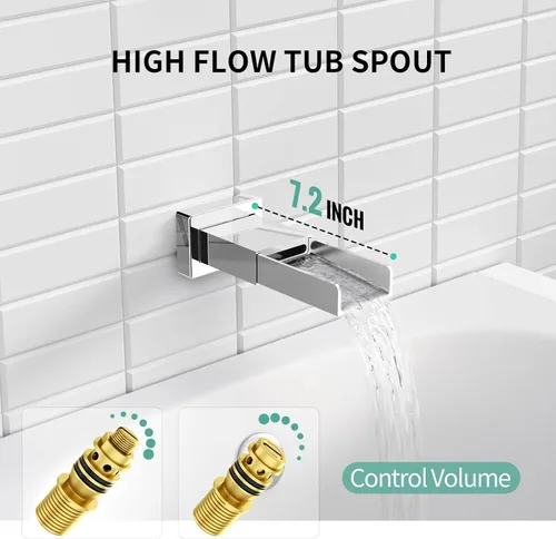 Miniatura 6 de SR SUN RISE Juego de grifo de ducha para bañera montado en la pared de 8 pulgadas, sistema de ducha de metal con boquilla de bañera, cabezal