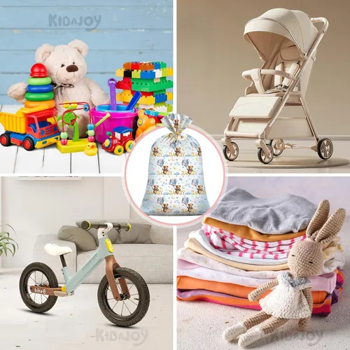 Miniatura 8 de KIDAJOY Bolsas de regalo extra grandes de oso de peluche, baby shower, Jumbo We Can Bearly Wait, bolsa de regalo de plástico para niñas y niños