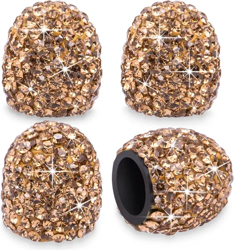 Miniatura 12 de 8 PCS Tapas de Válvula de Vástago de Neumático con Diamantes de Cristal Brillante, Tapas de Válvula de Neumático de Coche a Prueba de Polvo Blanco