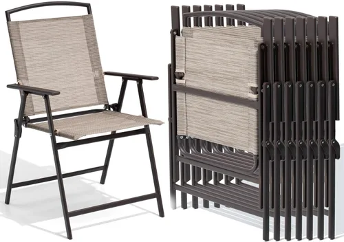 Miniatura 17 de Crestlive Products Juego de 4 sillas plegables para patio, paquete de 4, sillas de comedor al aire libre con reposabrazos para campamento, playa