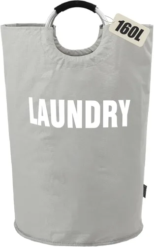 Miniatura 21 de DOKEHOM - Canasta de lavandería extragrande de 125 litros, bolsa de lavandería plegable, canasta de ropa alta y autónoma, contenedor de lavado Beige