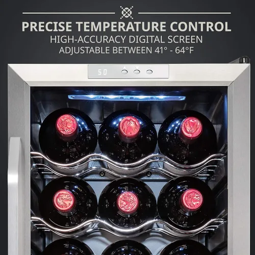 Miniatura 5 de Ivation Refrigerador de vino con compresor de 18 botellas con cerradura, gran bodega independiente para vino tinto, blanco, champán o espumoso