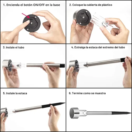 Miniatura 8 de GIGALUMI Luces Solares para Senderos, Acero Inoxidable IP44 Impermeables Encendido/Apagado Automático Luces LED Solares para Exteriores para Jardín