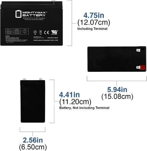 Miniatura 2 de Mighty Max Battery ML10-12 - Batería de repuesto SLA AGM de 12V 10AH compatible con Power Patrol SLA1097