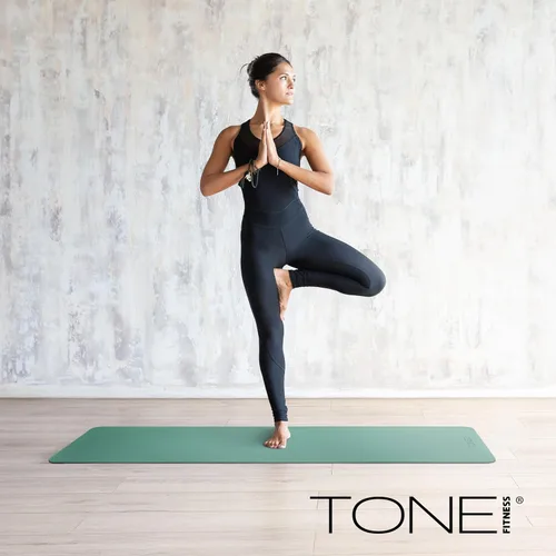 Miniatura 6 de TONE Fitness Esterilla de yoga antideslizante de 1/4 pulgadas de grosor para ejercicios y pilates para entrenamientos en casa con correa