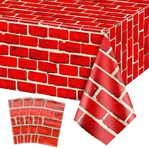 4 manteles de ladrillo rojo, fondo de pared de ladrillo de 51 x 86 pulgadas, fundas de mesa de ladrillo, decoración de fondo de pared de ladrillo