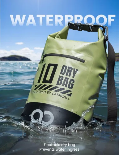 Miniatura 3 de Lamicall - Bolsa seca impermeable con bolsa para teléfono – 5L/10L/20L/30L/40L Mochila flotante para kayak, barco, playa, camping, pesca, saco seco