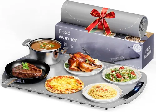 Miniatura 8 de Electactic Tapete de calentamiento de alimentos, bandeja de calentamiento eléctrica de silicona, calentamiento rápido en 10 segundos con temperatura