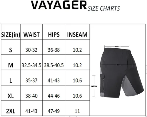 Miniatura 6 de VAYAGER - Pantalones cortos de ciclismo con acolchado 3D para bicicleta de montaña, ajuste holgado, ligeros