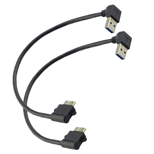 Seadream Paquete de 2 adaptadores USB 3.0 A macho a micro B macho en ángulo