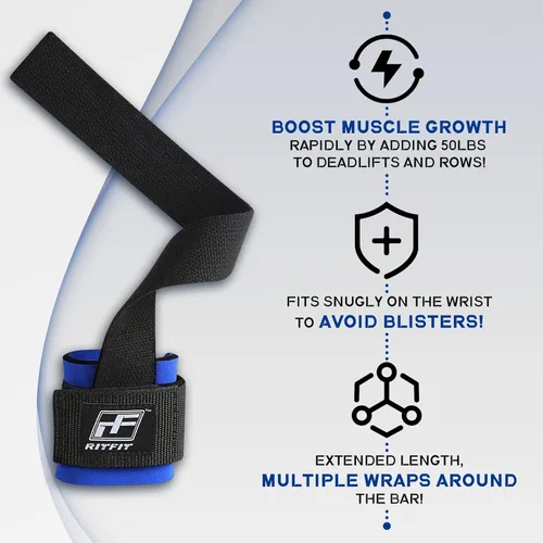 Miniatura 2 de RitFit Muñequeras, correas de muñeca para levantamiento de pesas, soporte de muñeca para entrenamiento, culturismo, MMA, levantamiento de potencia