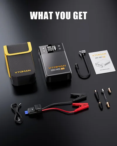 Miniatura 9 de VTOMAN X1 Arrancador con compresor de aire, arrancador de batería de coche (2500A, hasta 8.5L de gasolina/6L de motor diésel) con inflador