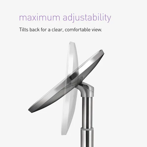 Miniatura 6 de simplehuman Espejo con sensor, espejo de maquillaje iluminado con aumento (5X), espejo redondo de 8 pulgadas con lupa con luces, inalámbrico, acero