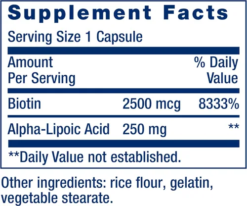 Miniatura 3 de Life Extension Ácido alfa lipoico con biotina, para protección celular, antioxidante universal para la salud del hígado y los nervios, sin gluten