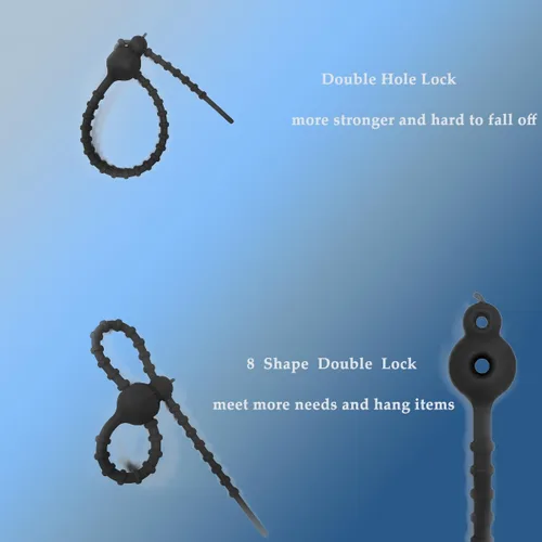 Miniatura 4 de Paquete de 10 bridas de silicona reutilizables, organizador de cordón elástico para agrupar y sujetar cables de cables