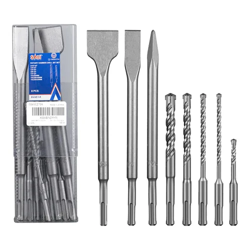 Miniatura 3 de SALI Juego de brocas de martillo giratorio SDS Plus de 8 piezas, kit de brocas para hormigón, material de carburo de doble rosca tipo cruz, adecuado