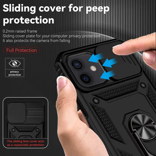 Miniatura 3 de Funda para iPhone 12 / iPhone 12 Pro con cubierta para lente de cámara, protector de pantalla HD, protección contra caídas de grado militar, soporte
