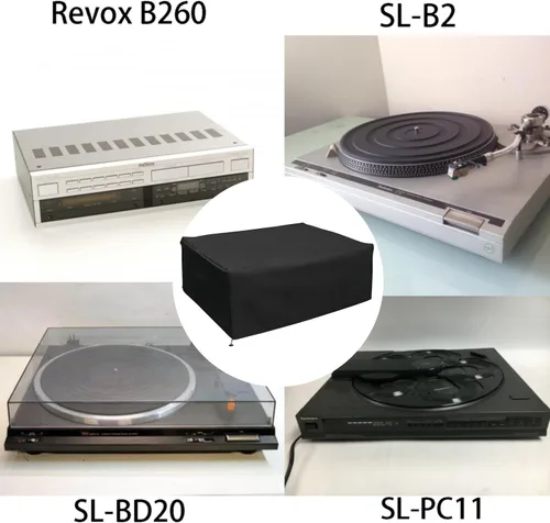 Miniatura 5 de Cubierta antipolvo para tocadiscos (paquete de 2), cubierta para tocadiscos, adecuada para la mayoría de los modelos de tocadiscos Negro