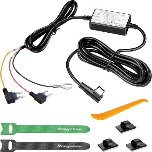 Miniatura 10 de Kit de cableado para cámara de salpicadero, 13.1 ft/13.12 pies, 12 V-24 V a 5 V 2.5 A, cargador de cámara de tablero de automóvil, cable