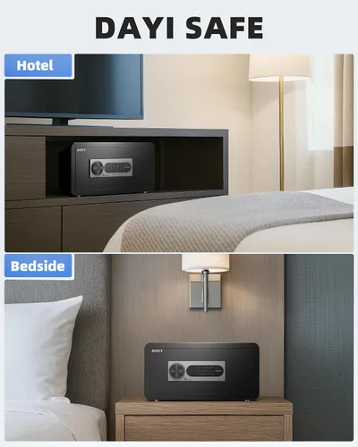 Miniatura 8 de DAYI Caja fuerte para hotel, 1.4 pies cúbicos para laptop, clóset, con teclado digital, para documentos de oficina en casa y dinero, sistema