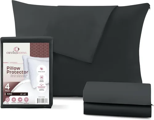 Miniatura 24 de CirclesHome Juego de 12 protectores de almohada estándar con cremallera, 100% algodón, transpirables, protegen las almohadas de la suciedad, el 1