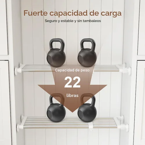 Miniatura 2 de Hershii - Estantería y barra extensible para armarios, estante de almacenamiento de metal expansible,organizador ajustable, separador para armarios