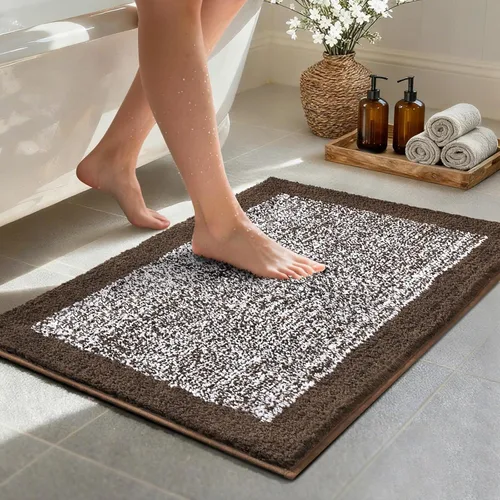 Miniatura 20 de Alfombras de baño de 17 x 24 pulgadas, antideslizantes, lavables, color gris, para bañera, tapete de baño para baño, tapete suave y absorbente