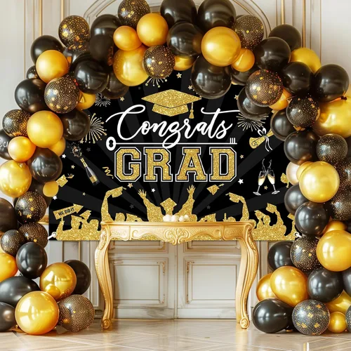 Miniatura 4 de Avezano Fondo de graduación Congrats Grad, decoraciones de fiesta de graduación de clase de 2026, fondo de sesión de fotos, felicitaciones