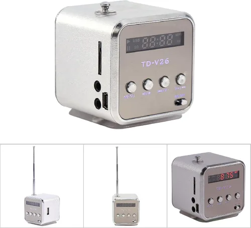Miniatura 6 de FOSA Radio FM portátil y altavoz Bluetooth 5.0 2 en 1, altavoz digital música reproductor MP3/4/TF USB disco radio para exterior/interior, batería
