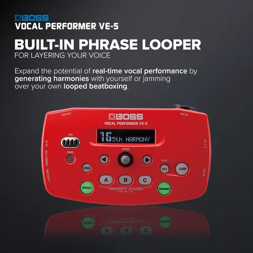 Miniatura 5 de Boss VE-5 procesador de efectos, ejecutante vocal Rojo