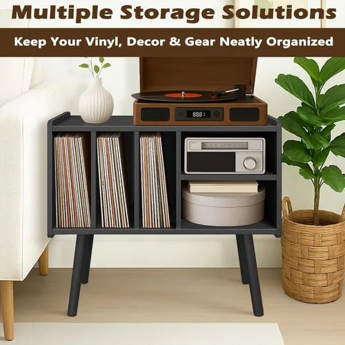 Miniatura 6 de Montex Record Player Stand with Vinyl Storage, Wooden Record Player Table with 5 Cabinet, Large Vinyl Record Player Stand, Record Player Holder