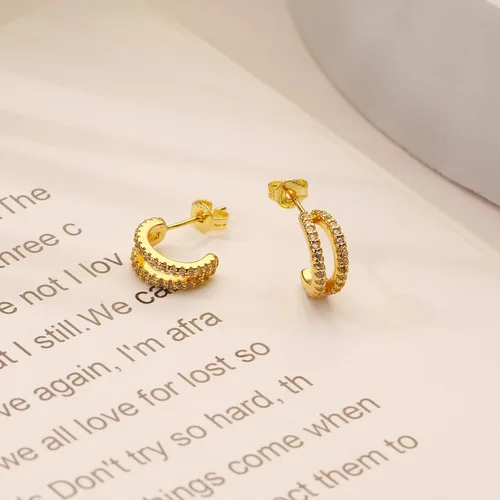 Miniatura 26 de 2 Pairs Double Hoop Earrings, Gold Cartilage Earrings for Women, Small Silver Helix Piercing Jewelry,Spiral Nose Ring Tiny Twist Earrings as Gift