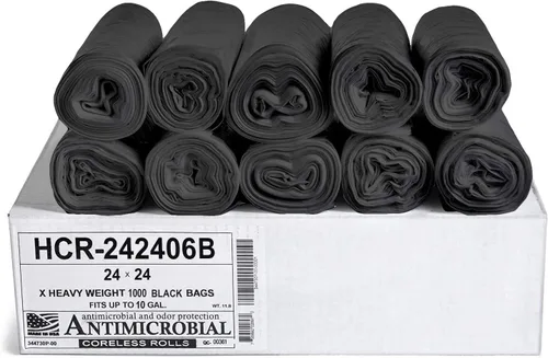 Miniatura 38 de Aluf Plastics Bolsas de basura de alta densidad, 10 galones, 1000 unidades, 6 micrones (eq), 24" x 24", transparentes, para baño, oficina