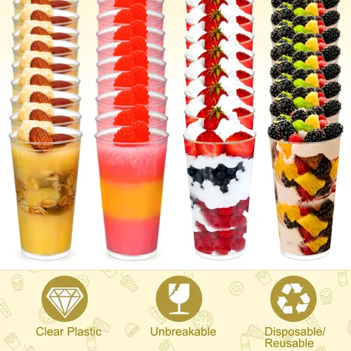Miniatura 2 de Chengu Mini vasos de postre de plástico transparente de 3 onzas con cucharas, tazas redondas de postre para parfait, vasos de chupito de aperitivo