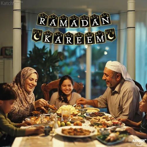 Miniatura 5 de KatchOn, Ramadan Kareem Banner - 10 pies, negro y dorado, cartulina, rectangular