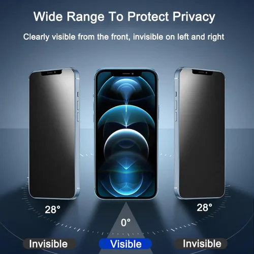 Miniatura 2 de Paquete de 2 protectores de pantalla de privacidad mate compatibles con iPhone 12 Pro Max de 6.7 pulgadas, antirreflejos, antiespía, resistente a