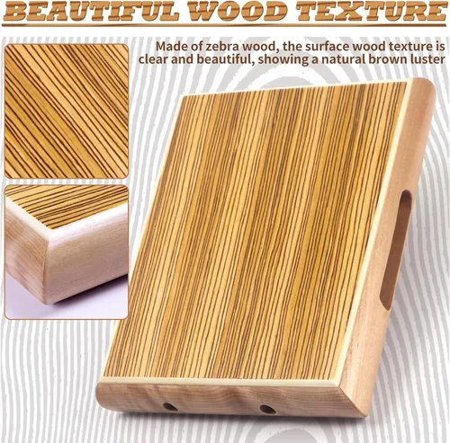 Miniatura 3 de Cajon, 12 x 9.4 x 1.7 pulgadas, caja de percusión de madera de cebra caja de ritmos con cuerdas ajustables internas Cajones, llave, bolsa