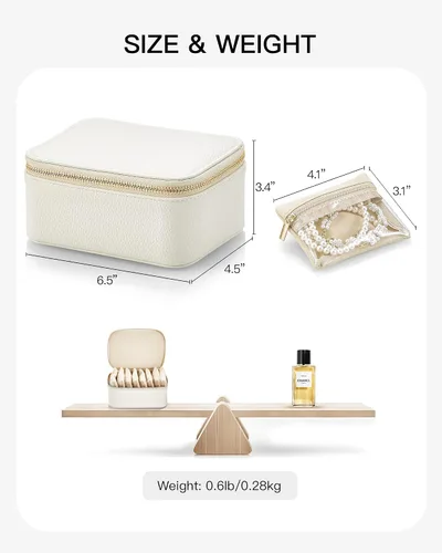 Miniatura 4 de Vlando Joyero con 8 bolsas de joyería de terciopelo, caja de almacenamiento de joyas de viaje para mujeres y niñas, organizador de joyas de pétalos