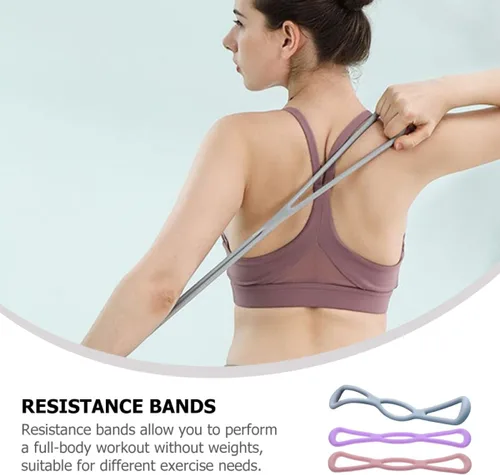 Miniatura 8 de BESPORTBLE Juego de 3 bandas elásticas de resistencia para yoga, alta elasticidad para estiramientos de espalda, hombros y pecho, correas