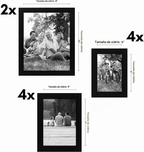 Miniatura 2 de Americanflat Juego de 10 marcos de fotos con vidrio inastillable, juego de marcos de pared para galería con dos marcos de 8 x 10, cuatro de 5 x 7