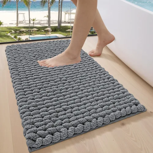 LUMI Alfombra de Baño de Lujo, Tapete de Baño Ultra Suave de Secado Rápido, Alfombra de Baño Antideslizante Absorbente de Chenilla Gruesa, Tapete de