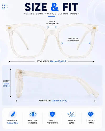 Miniatura 5 de PANNER Gafas cuadradas de gran tamaño con bloqueo de luz azul para mujeres y hombres, antirreflejos, reducen la fatiga ocular, gafas de computadora