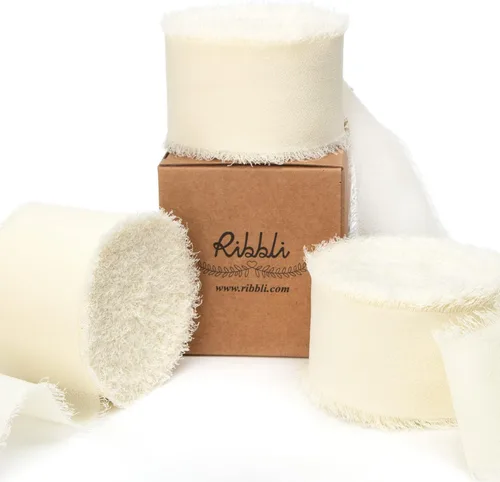 Miniatura 26 de Ribbli Cinta de gasa, 1.5 pulgadas x 30 yardas, seda champán/nude, hecha a mano para invitaciones de boda, envoltura de regalos, ramos de novia