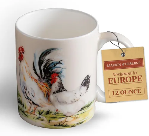 Miniatura 31 de Maison d' Hermine Taza de café con asas, tazas de porcelana fina de hueso, paquete de dos tazas de té para bebidas calientes, capuchino, latte, 015
