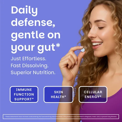 Miniatura 2 de Vitaminas solubles EZ Melts Zinc, 30 mg, cero azúcar, sabor natural a arándanos, libre de GMO, pastillas de disolución rápida, salud ósea e