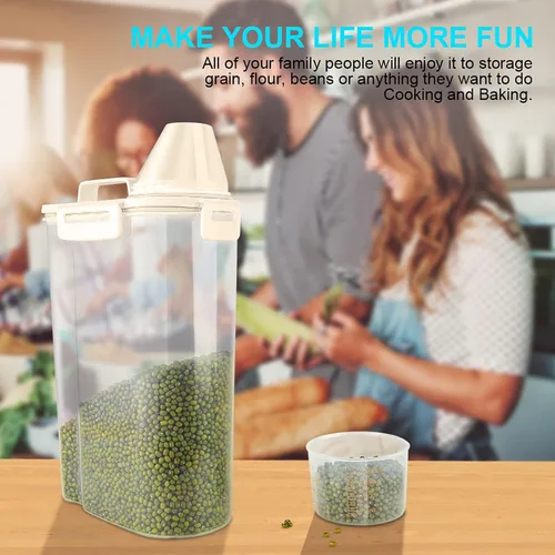 Miniatura 7 de Uppetly Contenedores herméticos de almacenamiento de alimentos secos de arroz, dispensador de plástico sin BPA con boquilla vertible, taza medidora