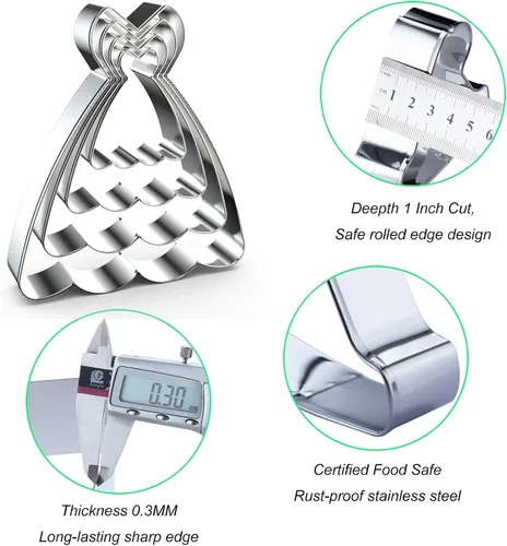 Miniatura 3 de Juego de cortadores de galletas de vestir - 5", 4", 3", 2" - 4 piezas - Acero inoxidable
