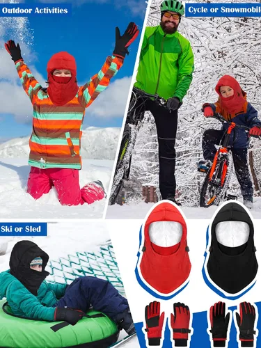 Miniatura 7 de Sombrero de invierno resistente al viento y guantes de esquí y snowboard transpirables con forro de invierno para clima frío unisex pasamontañas