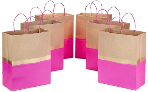 Miniatura 7 de Hallmark Bolsas de regalo de papel grandes de 13 pulgadas (paquete de 6, turquesa y kraft) para cumpleaños, Pascua, bodas, día de la madre, baby
